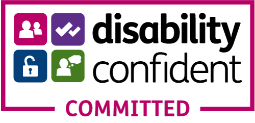 Logo saying Disability confident committed